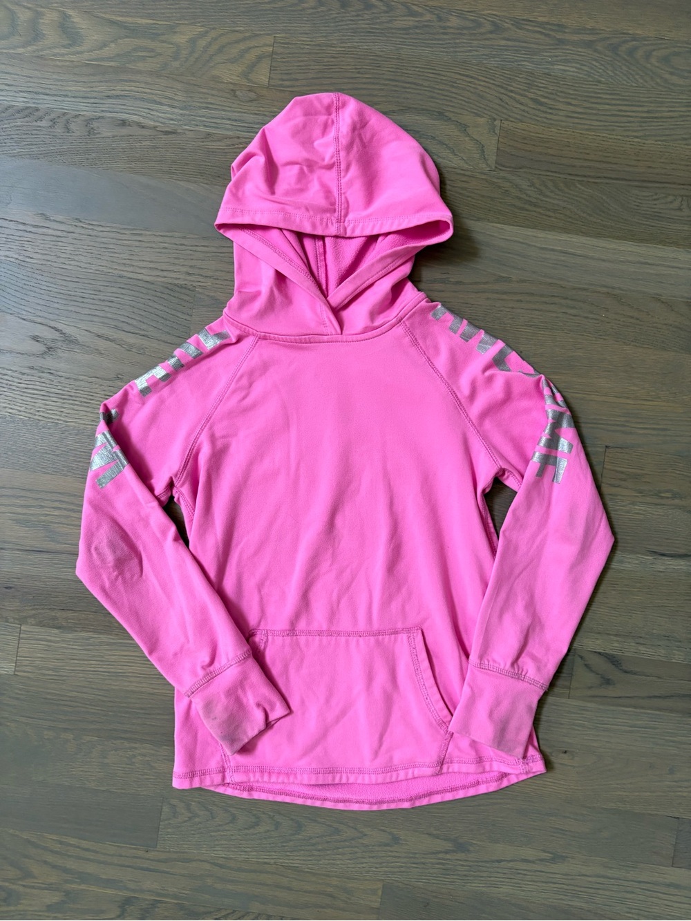 Girls' Hooded Long-Sleeve Pullover in Bright Pink